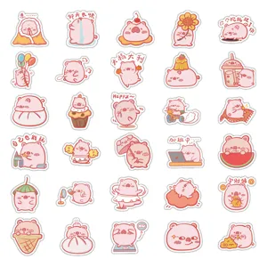 Cute pink pig stickers set waterproof cartoon stationery decoration decals for journal