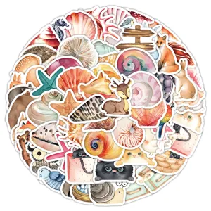 Leuke cartoon dieren en schelpen waterdichte stickers voor dagboeken en telefoons.
