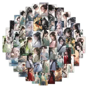 60 Pcs Ancient Chinese Style Girl Stickers Cute Anime Aesthetic Scrapbook Decals