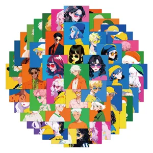 Bunte Dopamin Anime Avatar Aufkleber Set, trendige Cartoon Porträt Sticker für Handyhüllen