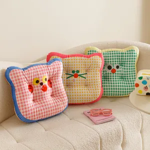 Dopamine cat face square chair cushion cute plush seat pad for home dorm and tatami floor use