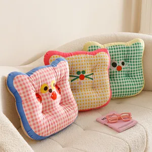 Dopamine cat face square chair cushion cute plush pillow for student home tatami floor mat