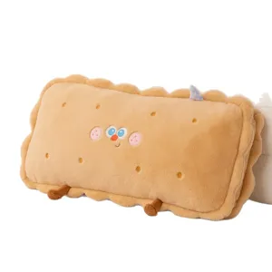 Cute biscuit plush pillow soft bed backrest cushion cartoon bedroom tatami lumbar pillow