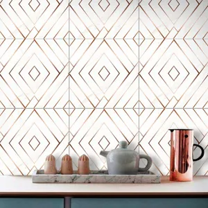Adesivo per Piastrelle in PVC Impermeabile con Tessstura di Marmo Autoadesivo Adesivo da Parete e Pavimento Design Geometrico Decorazione