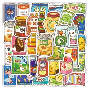 Pack de stickers de snacks animés mignons, autocollants déco DIY pour téléphone.