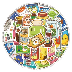 Ensemble d'autocollants de snacks mignons, autocollants DIY imperméables pour coque de téléphone.