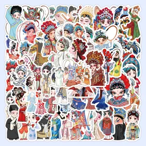 Chinese Opera Character Cartoon Stickers Waterproof PVC Retro Decorative DIY Decals For Luggage Phone Case