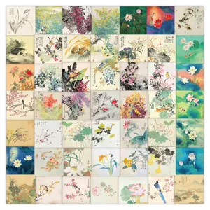 Vintage Chinese Style Retro Traditional Painting Art Stickers Waterproof Stationery Decals For Luggage Phone Case Laptop