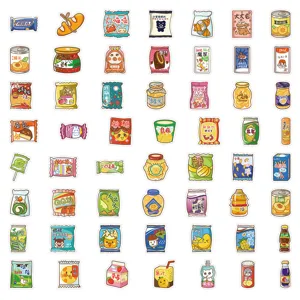 Adhésifs de collation de bande dessinée mignons 60 pcs autocollants décoratifs pour étui.