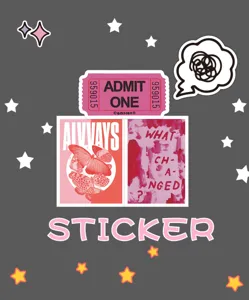 Pink retro aesthetic stickers set, cute decorative waterproof sticker for phone case and journal.
