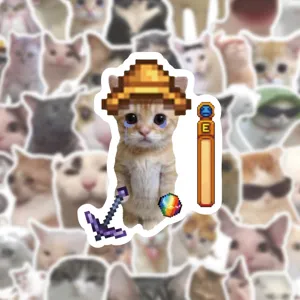 Cute funny cat stickers waterproof vinyl decal for phone case luggage water bottle 50pcs