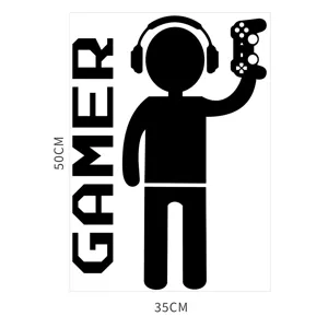Acrylic gamer wall sticker with headphone and controller design, 50x35cm home decor.