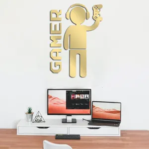 Acrylic mirror wall sticker gamer game controller design waterproof home decor for bedroom living room