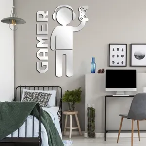 Acrylic mirror wall sticker gamer design for bedroom living room home decor waterproof