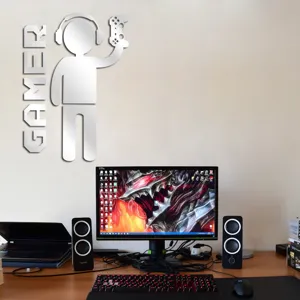 Acrylic mirror gamer wall sticker gaming room decor waterproof wall art decal for bedroom