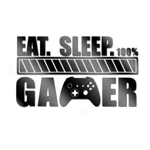Acrylic gamer wall sticker with eat sleep game text and gamepad design for living room decor.