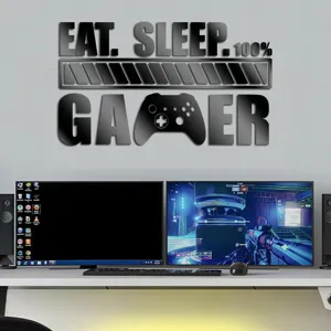 Acrylic mirror wall sticker featuring gamer design for bedroom and living room decor.