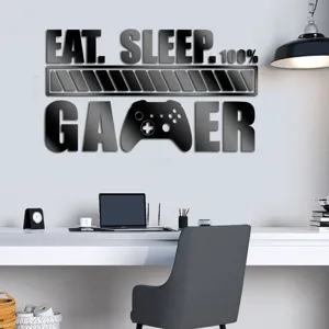 Acrylic gamer wall sticker 3D mirror decal for bedroom living room decor game room.
