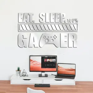 Acrylic mirror wall sticker gaming theme home decor bedroom living room DIY art sign