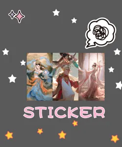 Autocollants décoratifs de style chinois ancien personnage d'anime pour coques et carnets.