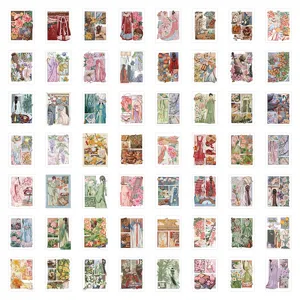 Ancient style aesthetic illustration stickers grid detail view, ideal for phone case decor.