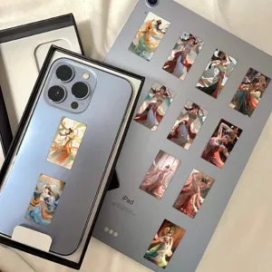 Vue détaillée d'autocollants décoratifs de style ancien chinois pour étuis et agendas.