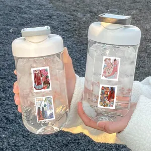 Detail shot of traditional Chinese style storyboard illustration stickers applied on cups.