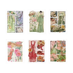 Traditional Chinese ancient style storyboard illustration cartoon stickers, decorative laptop and phone case.