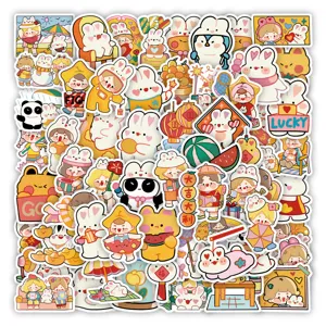 Original Cute Rabbit Year PVC Waterproof Stickers Decals For Diary Journal Stationery Laptop Luggage Water Bottle Decor