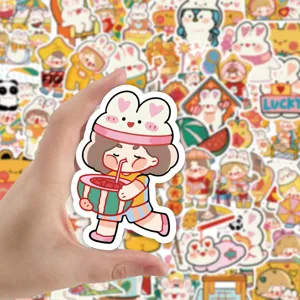 Cute cartoon rabbit waterproof stickers pack for journal, stationery, and DIY decoration.
