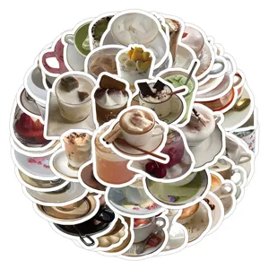 60pcs aesthetic coffee drink stickers waterproof vinyl decals for laptop water bottle decor