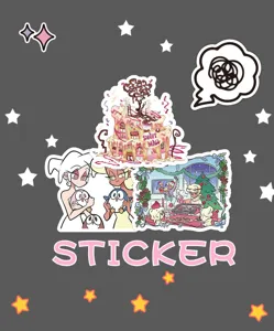 Pink cartoon princess stickers for phone case and notebook decoration, cute daily anime decal.