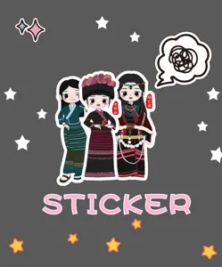 Cartoon ethnic minority sticker original national style waterproof laptop phone case decor