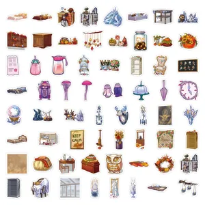 Cozy home cartoon graffiti waterproof stickers set, ideal for laptop and luggage decor.