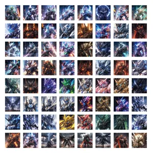 Set van 60 coole mecha krijgstickers, cyberpunk robot stickers voor telefoonhoesje en laptop.