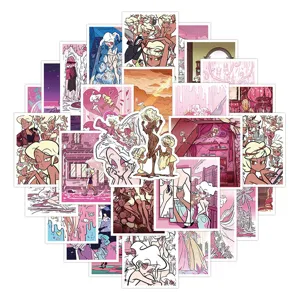 50pcs pink cartoon anime stickers aesthetic daily life decorative laptop decal pack