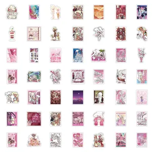 50pcs pink princess cartoon daily stickers for phone case notebook cute stationery decor