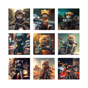 Coole motor kat stickers set, schattige biker kitten stickers voor laptop en telefoonhoes.