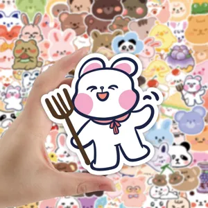 Simpatici adesivi impermeabili con animali dei cartoni animati decorativi per valigia 100pz