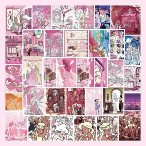 Pink Princess Cartoon Stickers Aesthetic Cute Waterproof Vinyl Decals For Phone Case Laptop Scrapbook Crafting