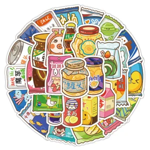 Autocollants de Snack de Dessin Animé 60Pcs DécalcomANIES PVC Imperméables Pack de Stickers Mignons pour Coque de Téléphone Guitare