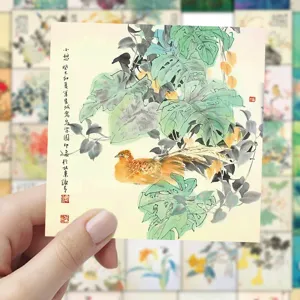Retro Chinese style bird flower sticker for luggage phone case and laptop decoration item.