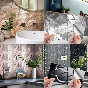 Adesivo per piastrelle in marmo impermeabile per cucina bagno decorazione casa