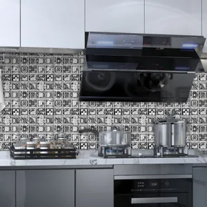 3D mosaic tile stickers for kitchen wall backsplash, waterproof 10-pack modern decor film.