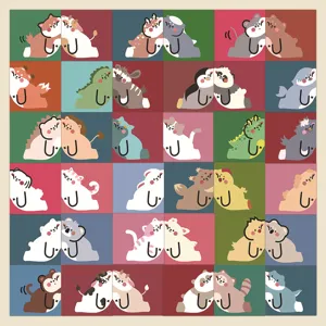 60pcs Cute Cartoon Animal Stickers Waterproof Decals for Water Bottle Journal Guitar Decor