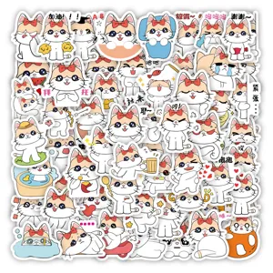 Autocollants Imperméables Originaux Chat De Dessin Animé Mignon Décoratif Journal Papeterie Sac D'École