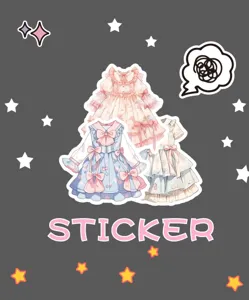 Lolita princess dress cartoon stickers cute sweet style waterproof decorative decals for phone