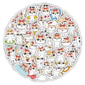 Adorables autocollants chat dessin animé étanches mignons papeterie 120 pièces pour carnet