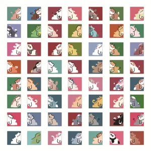 Cute cartoon animal peeking stickers set, 60 pieces waterproof graffiti decals for water bottle.
