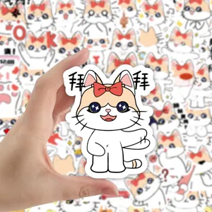 Mignon chat dessin animé autocollant étanche kawaii sticker pour ordinateur portable papeterie